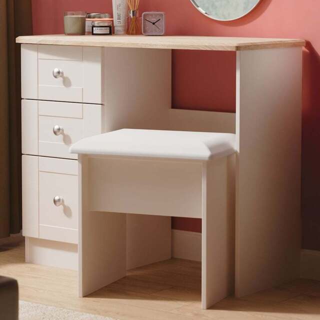 Crowndale Sussex 3 Drawer Kashmir Ash and Bardolino Oak Vanity Dressing Table Ready Assembled - Kashmir Ash & Bardolino Oak - Wilko - image 1
