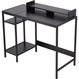 Living and Home 3 Shelf Black Office Desk with Monitor Stand - Size: 84 x 100 x 46cm - Cream - Wilko - thumbnail 3
