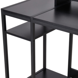 Living and Home 3 Shelf Black Office Desk with Monitor Stand - Size: 84 x 100 x 46cm - Cream - Wilko - thumbnail 4