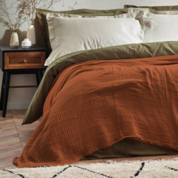 Yard Lark Pecan Large Muslin Cotton Throw 240 x 260cm - Size: 260 x 240cm - Brown - Yard Living - Wilko - thumbnail 7