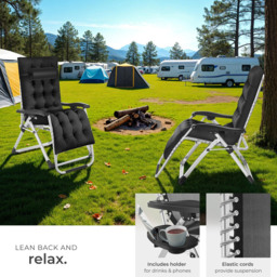 tectake Cloud Set of 2 Black Zero Gravity Foldable Sun Lounger - Size: 113 x 84 x 103cm - Wilko - thumbnail 5
