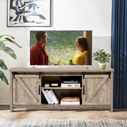 Costway 2 Door 2 Shelf Grey TV Unit - Size: 161 x 48 x 18cm - Wilko - thumbnail 5