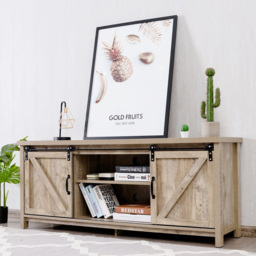 Costway 2 Door 2 Shelf Grey TV Unit - Size: 161 x 48 x 18cm - Wilko - thumbnail 7