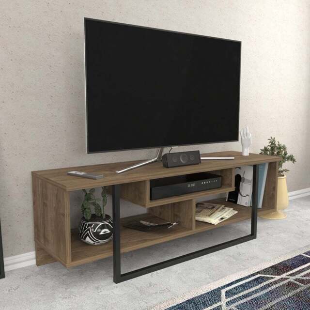 Decorotika Asal Walnut and Black Wide TV Unit - Size: 40 x 120 x 35.2cm - Multi - Wilko - image 1