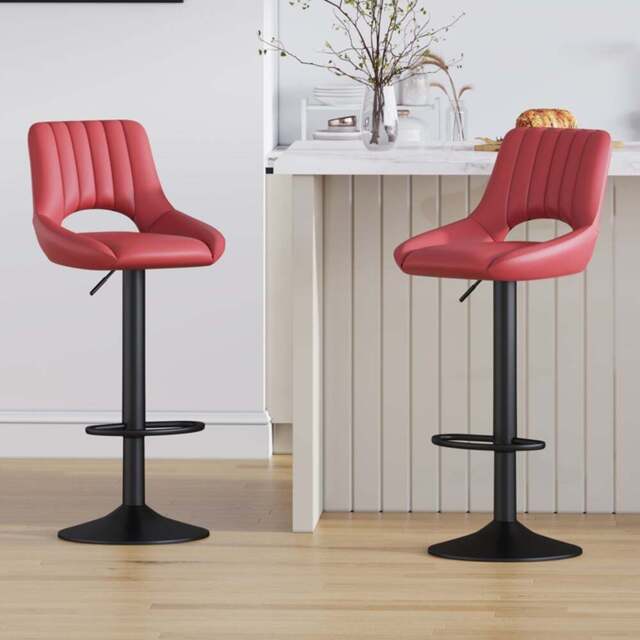 Stacey Red Height Adjustable Kitchen Bar Stool with Footrest Set of 2 - MCC - Wilko - image 1