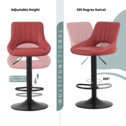 Stacey Red Height Adjustable Kitchen Bar Stool with Footrest Set of 2 - MCC - Wilko - thumbnail 5