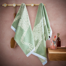 Yvonne Ellen Cotton Fresh Sage Leopard Hand Towel - Size: 90 x 50 x 1cm - Wilko - thumbnail 3