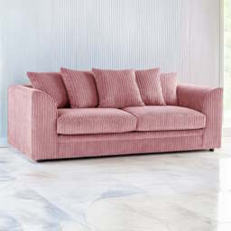 Luxor 3 Seater Pink Jumbo Cord Scatter Back Sofa - Wilko