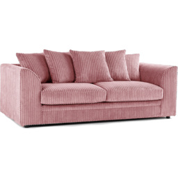 Luxor 3 Seater Pink Jumbo Cord Scatter Back Sofa - Wilko - thumbnail 3