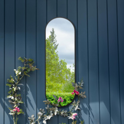 MirrorOutlet The Vultus Black Metal Double Arched Garden Wall Mirror 180 x 60cm - Size: 180 x 60 x 3cm - Wilko - thumbnail 6