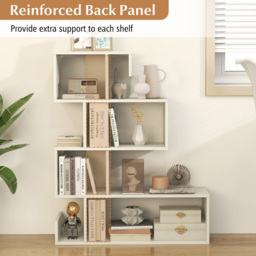 Costway 4 Shelf White S Shaped Bookshelf - Size: 90 x 32 x 17cm - Wilko - thumbnail 7