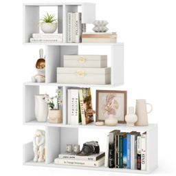Costway 4 Shelf White S Shaped Bookshelf - Size: 90 x 32 x 17cm - Wilko - thumbnail 4