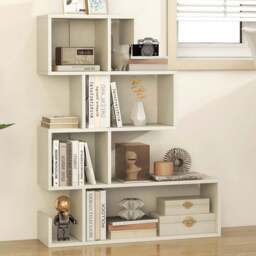 Costway 4 Shelf White S Shaped Bookshelf - Size: 90 x 32 x 17cm - Wilko - thumbnail 1