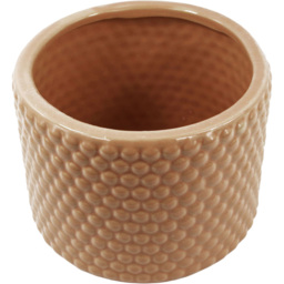 Leaf Dusty Peach Raised Dots Ceramic Plant Pot 15 x 15 x 12.5cm - Size: 12.5 x 15 x 15cm - Orange - Wilko - thumbnail 1