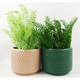 Leaf Dusty Peach Raised Dots Ceramic Plant Pot 15 x 15 x 12.5cm - Size: 12.5 x 15 x 15cm - Orange - Wilko - thumbnail 3