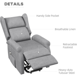 Portland Grey Power Lift Chair with Remote Control - Size: Single - Wilko - thumbnail 5