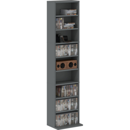 HOMCOM 9 Shelf Grey DVD and CD Media Storage Unit - Size: 140 x 24 x 33cm - Wilko - thumbnail 3