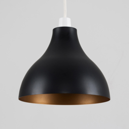 ValueLights Dexter Black and Gold Retro Pendant Lamp Shade - Size: 17 x 23 x 23cm - Wilko - thumbnail 4