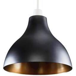 ValueLights Dexter Black and Gold Retro Pendant Lamp Shade - Size: 17 x 23 x 23cm - Wilko - thumbnail 1