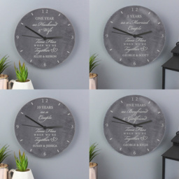 Personalised Memento Personalised Anniversary Slate Clock - Size: 2.4 x 2.4 x 0.4cm - Black - Wilko - thumbnail 4