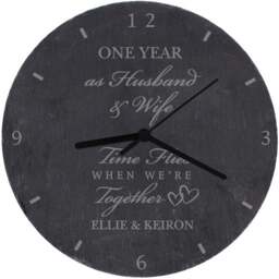 Personalised Memento Personalised Anniversary Slate Clock - Size: 2.4 x 2.4 x 0.4cm - Black - Wilko - thumbnail 1