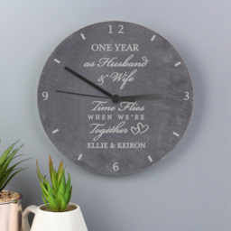 Personalised Memento Personalised Anniversary Slate Clock - Size: 2.4 x 2.4 x 0.4cm - Black - Wilko - thumbnail 3