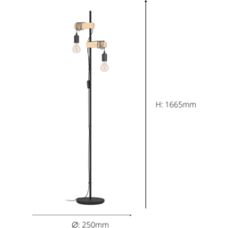 EGLO Townshend 2L Floor Lamp - Size: 166.5 x 25 x 20.5cm - Black - Wilko - thumbnail 5