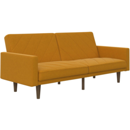 Dorel Paxson 3 Seater Linen Mustard Sofa Bed with Wooden Feet - Wilko - thumbnail 3