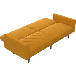 Dorel Paxson 3 Seater Linen Mustard Sofa Bed with Wooden Feet - Wilko - thumbnail 5