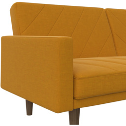 Dorel Paxson 3 Seater Linen Mustard Sofa Bed with Wooden Feet - Wilko - thumbnail 7