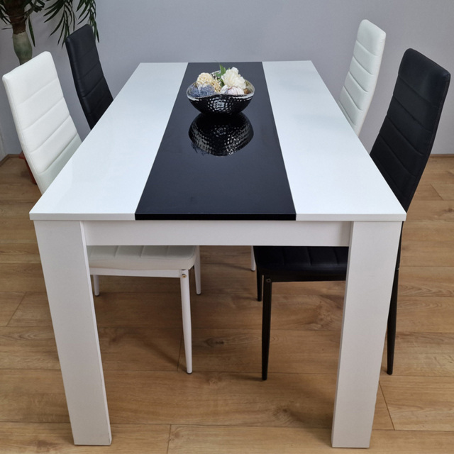 Kosy Koala 4 Seater Faux Leather Dining Set Black and White - Size: 96 x 40 x 40cm - White Black - Portland - Wilko - image 1
