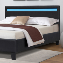 Comfy Living King Size Black Faux Leather Bed Frame with LED Strip - Wilko - thumbnail 3