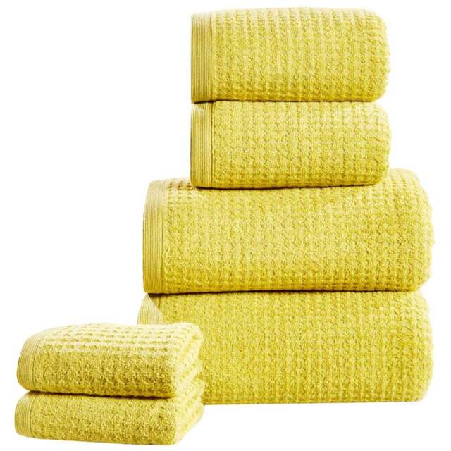 Rapport Home Waffle Textured Cotton Green Towel Bale 6 Pack - Wilko - image 1
