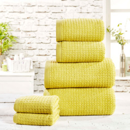 Rapport Home Waffle Textured Cotton Green Towel Bale 6 Pack - Wilko - thumbnail 3