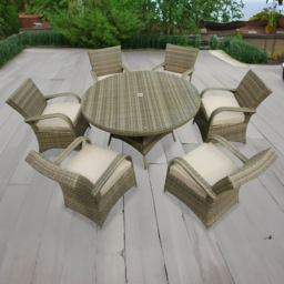 Furniture One 6 Seater Natural Rattan Garden Dining Set - Multi - Wilko