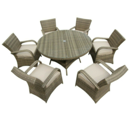 Furniture One 6 Seater Natural Rattan Garden Dining Set - Multi - Wilko - thumbnail 3