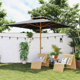 Outsunny 3m Black Wooden Square Garden Parasol - Size: 297 x 300 x 300cm - Wilko - thumbnail 4