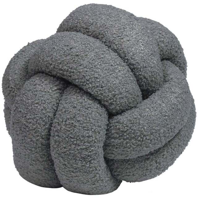 furn. Boucle Charcoal Knot Fleece Cushion - Size: 30 x 30cm - Grey - Wilko - image 1