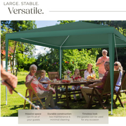 tectake Barinas 3 x 3m Green Water Resistant Gazebo with 3 Side Panels - Wilko - thumbnail 4