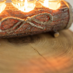 Marco Paul Log Tealight Holder - Size: 9 x 25 x 8cm - Brown - Wilko - thumbnail 4