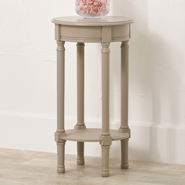 Pacific Lifestyle Heritage Single Shelf Putty Pine Wood Round Accent Table - Size: 72 x 40 x 40cm - Grey - Wilko - image 1