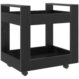 vidaXL 2 Shelf Black Oak Wooden Desk Trolley - Size: 60 x 60 x 45cm - Wilko - thumbnail 3