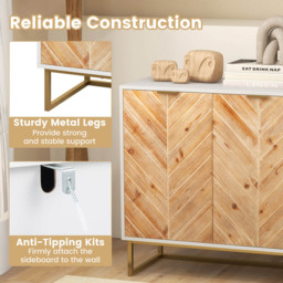 Costway 2 Door White Sideboard - Size: 80 x 40 x 80cm - Wilko - thumbnail 7