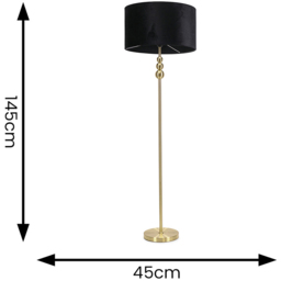 ValueLights Marissa Black Velvet Shade Gold Ball LED Floor Lamp - Size: 145 x 45 x 45cm - Wilko - thumbnail 7