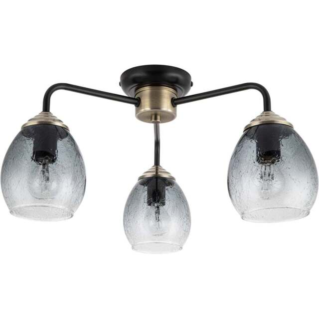 Cosylyte Malanda 3 Light Smoky Glass Matt Black Ceiling Light - Size: 18.5 x 41 x 37cm - Wilko - image 1