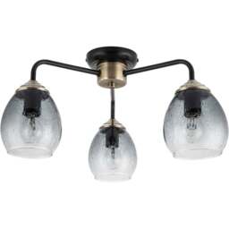 Cosylyte Malanda 3 Light Smoky Glass Matt Black Ceiling Light - Size: 18.5 x 41 x 37cm - Wilko - thumbnail 1