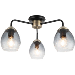 Cosylyte Malanda 3 Light Smoky Glass Matt Black Ceiling Light - Size: 18.5 x 41 x 37cm - Wilko - thumbnail 4