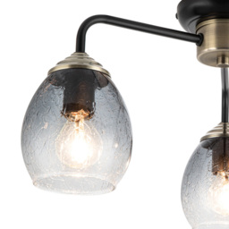 Cosylyte Malanda 3 Light Smoky Glass Matt Black Ceiling Light - Size: 18.5 x 41 x 37cm - Wilko - thumbnail 5
