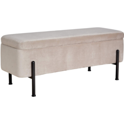 Home Source Oasis Grey Velvet Storage Ottoman with Metal Legs - Size: 44 x 110 x 42cm - Wilko - thumbnail 3