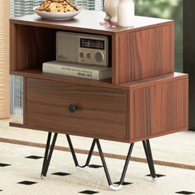Costway Mid Century Walnut End Table Set of 2 - Size: 44 x 29 x 47cm - Brown - Wilko - image 1
